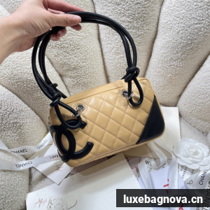Chanel Sheepskin TOP HANDLE BAG AS8012 Apricot&black