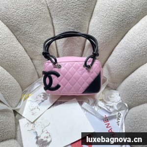 Chanel Sheepskin TOP HANDLE BAG AS8012 pink&black