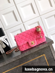 Chanel small Classic Handbag velvet AS1787 Pink