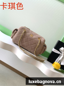 Chanel velvet Bowling Bag AS5791 Khaki