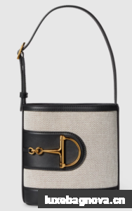 GUCCI 73 MINI BUCKET BAG Natural canvas 833665 Black