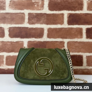 GUCCI BLONDIE SMALL SHOULDER BAG suede 815711 DARK GREEN
