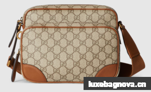 GUCCI GG EMBLEM MEDIUM CROSSBODY BAG 821160 Brown