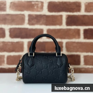 GUCCI GG EMBLEM SMALL BOSTON BAG 815256 BLACK