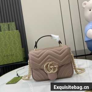 GUCCI GG MARMONT MINI TOP HANDLE BAG 811238 DARK PINK