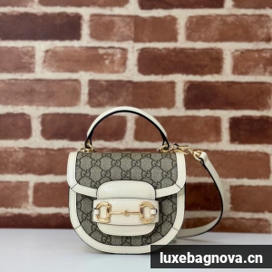 GUCCI HORSEBIT 1955 MINI TOP HANDLE BAG 781387 white&Supreme canvas