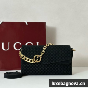 GUCCI Medium shoulder bag with chain Suede 857622 black