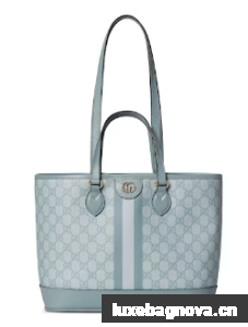 GUCCI OPHIDIA SMALL TOTE BAG 765043 Dusty blue