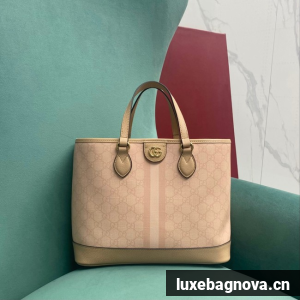 GUCCI OPHIDIA SMALL TOTE BAG 765043 gray pink