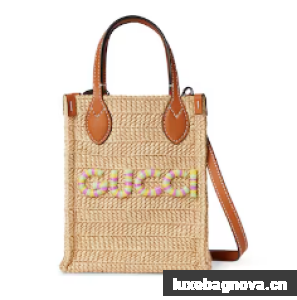 GUCCI SUPER MINI STRAW-EFFECT BAG 780083 Brown