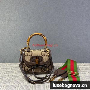Gucci Bamboo 1947 Jumbo GG Mini Top Handle Bag 686864 Brown
