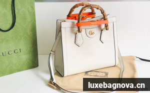 Gucci Diana GG Bamboo Top Handle Original Leather Bag 660195 White