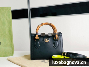 Gucci Diana GG Bamboo Top Handle Original Leather Mini Bag 655661 Black