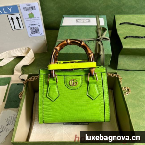 Gucci Diana lizard mini bag 675800 Fluorescent green