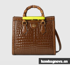 Gucci Diana small crocodile tote bag 660195 Brown