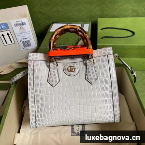 Gucci Diana small crocodile tote bag 660195 white
