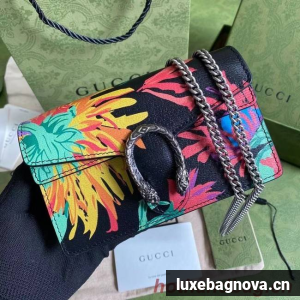 Gucci Dionysus Leather Super mini Bag 476432 Black Flower