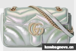Gucci GG MARMONT SMALL SHOULDER BAG 443497 Green iridescent