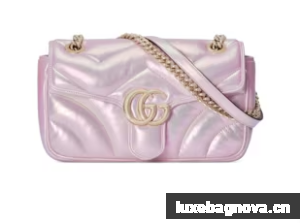 Gucci GG MARMONT SMALL SHOULDER BAG 443497 Pink iridescent