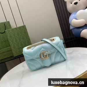 Gucci GG MARMONT MINI SHOULDER BAG 446744 Blue iridescent