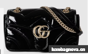 Gucci GG MARMONT SMALL patent leather SHOULDER BAG 443497 black