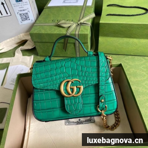 Gucci GG Marmont crocodile mini top handle bag 547260 green