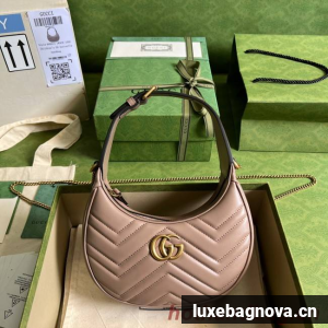 Gucci GG Marmont half-moon-shaped mini bag 699514 dark pink
