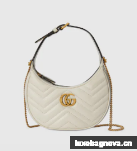 Gucci GG Marmont half-moon-shaped mini bag 699514 white