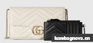 Gucci GG Marmont small shoulder bag 751526 Variation white leather