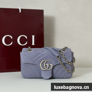 Gucci GG Marmont small shoulder bag 837280 Variation dusty blue suede