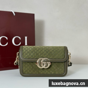 Gucci GG Marmont small suede shoulder bag 826761 green