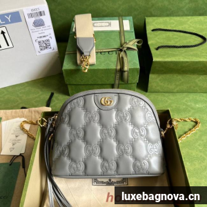 Gucci GG Matelasse leather shoulder bag 702229 Dusty grey