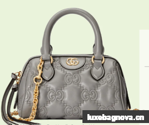 Gucci GG Matelasse leather top handle bag 702251 Dusty grey