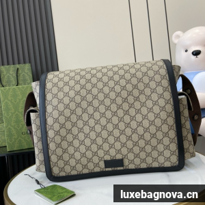 Gucci GG SUPREME MEDIUM DIAPER BAG 495909 Black&Beige