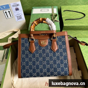 Gucci GG denim jacquard Diana mini tote bag 655661 Blue