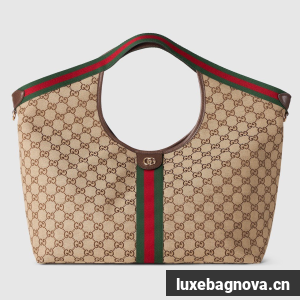 Gucci Giglio Large Tote Bag Variation Beige and Brown GG Canvas 853971