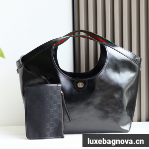 Gucci Giglio Original Oiled Leather large tote GG bag 853971 Black