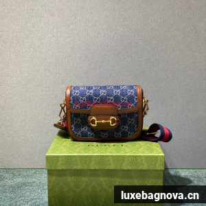 Gucci Horsebit 1955 GG mini bag 658574 Denim Brown