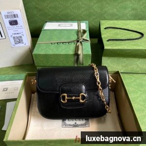 Gucci Horsebit 1955 lizard mini bag 675801 black