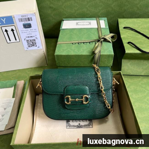Gucci Horsebit 1955 lizard mini bag 675801 green