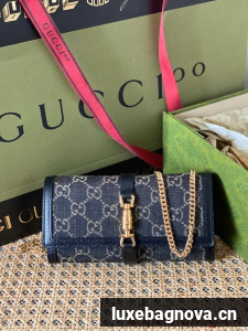 Gucci Jackie 1961 GG chain wallet 652681 blue