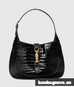 Gucci Jackie 1961 crocodile small shoulder bag 636709 black