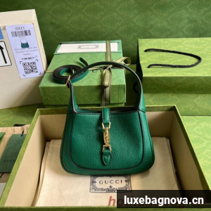 Gucci Jackie 1961 mini natural grain leather hobo bag 637091 Emerald green