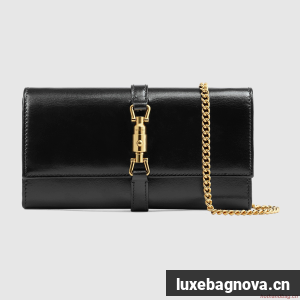 Gucci Jackie 1961 ostrich chain wallet 652681 black