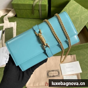 Gucci Jackie 1961 ostrich chain wallet 652681 sky blue