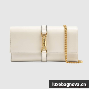 Gucci Jackie 1961 ostrich chain wallet 652681 white