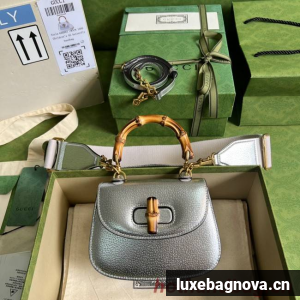 Gucci Mini top handle bag with Bamboo 686864 silver