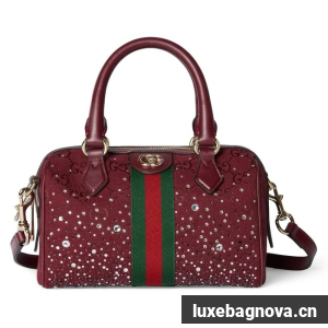 Gucci Ophidia crystals small boston bag 841294 Rosso Ancora red