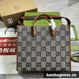 Gucci Tote bag with jumbo GG 678839 blue&brown