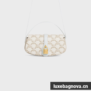 CELINE CLUTCH ON STRAP TABOU IN TRIOMPHE CANVAS AND CALFSKIN 101592 WHITE
